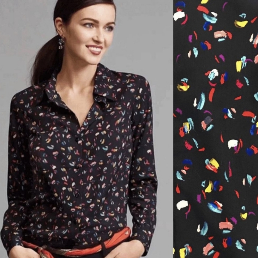 Cabi Confetti Ferris Print Button Up Long Sleeve … - image 2